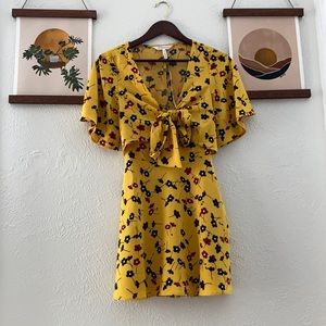 BCBGeneration yellow floral tie dress